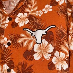 Men's Casual Texas Longhorns Button Down Shirt - Burnt Orange Hawaiian Design